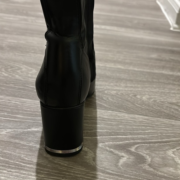 Franco Sarto square toe boots with silver accent on heel - Picture 2 of 6